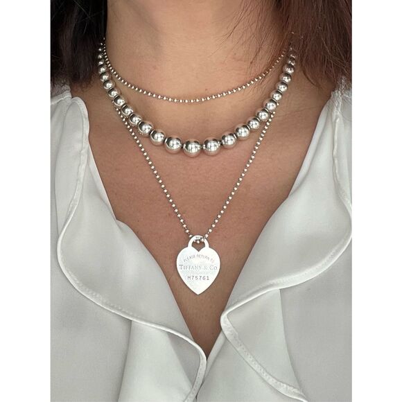 Tiffany & Co Hardwear Graduated Ball Bead Necklace - 925 Silver - 16” - Picture 9 of 15